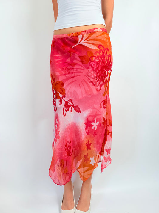 2000s floral reversible maxi skirt