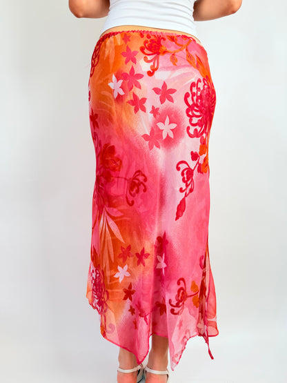 2000s floral reversible maxi skirt