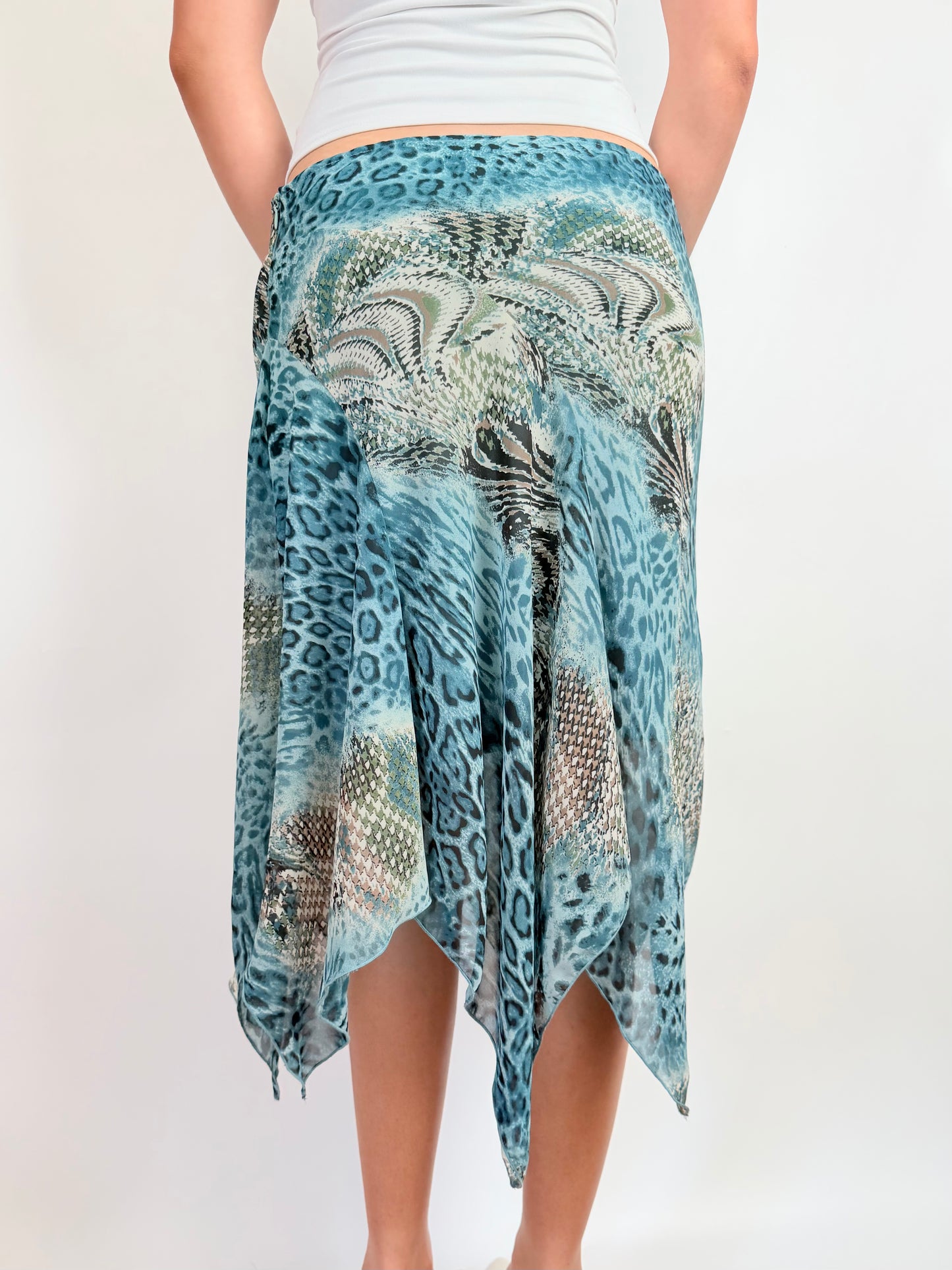 2000s snakeskin leopard midi skirt