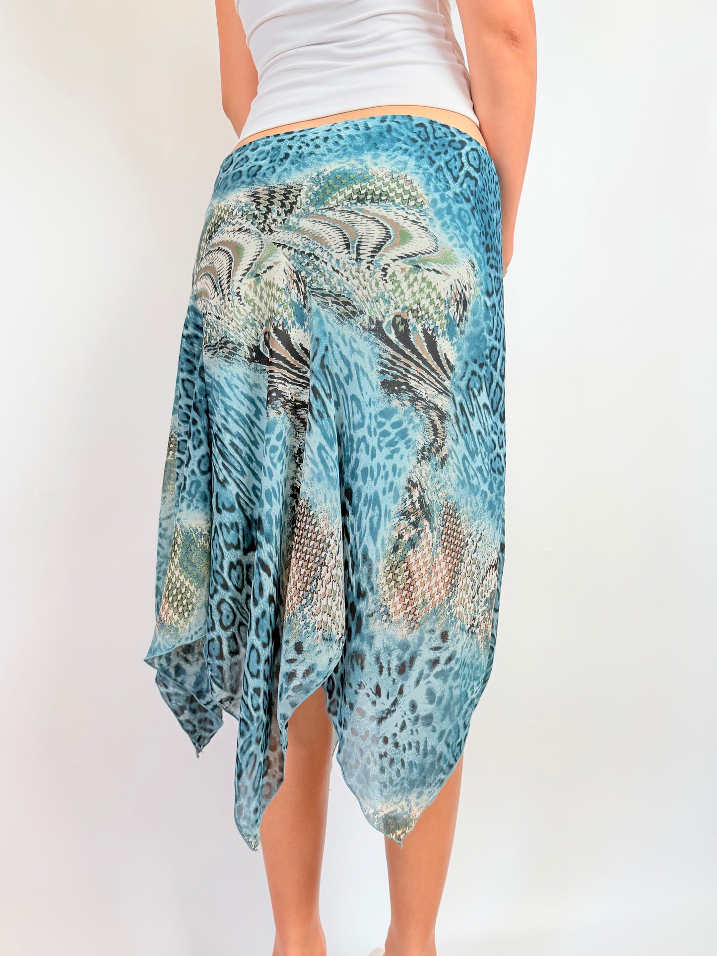 2000s snakeskin leopard midi skirt
