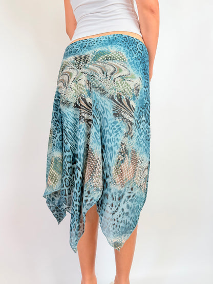 2000s snakeskin leopard midi skirt