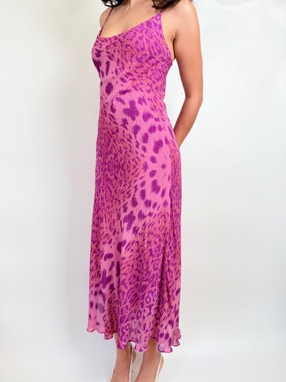 rare vintage betsey johnson pink leopard maxi dress