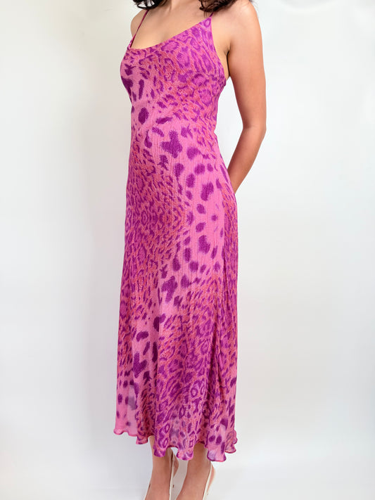 rare vintage betsey johnson pink leopard maxi dress