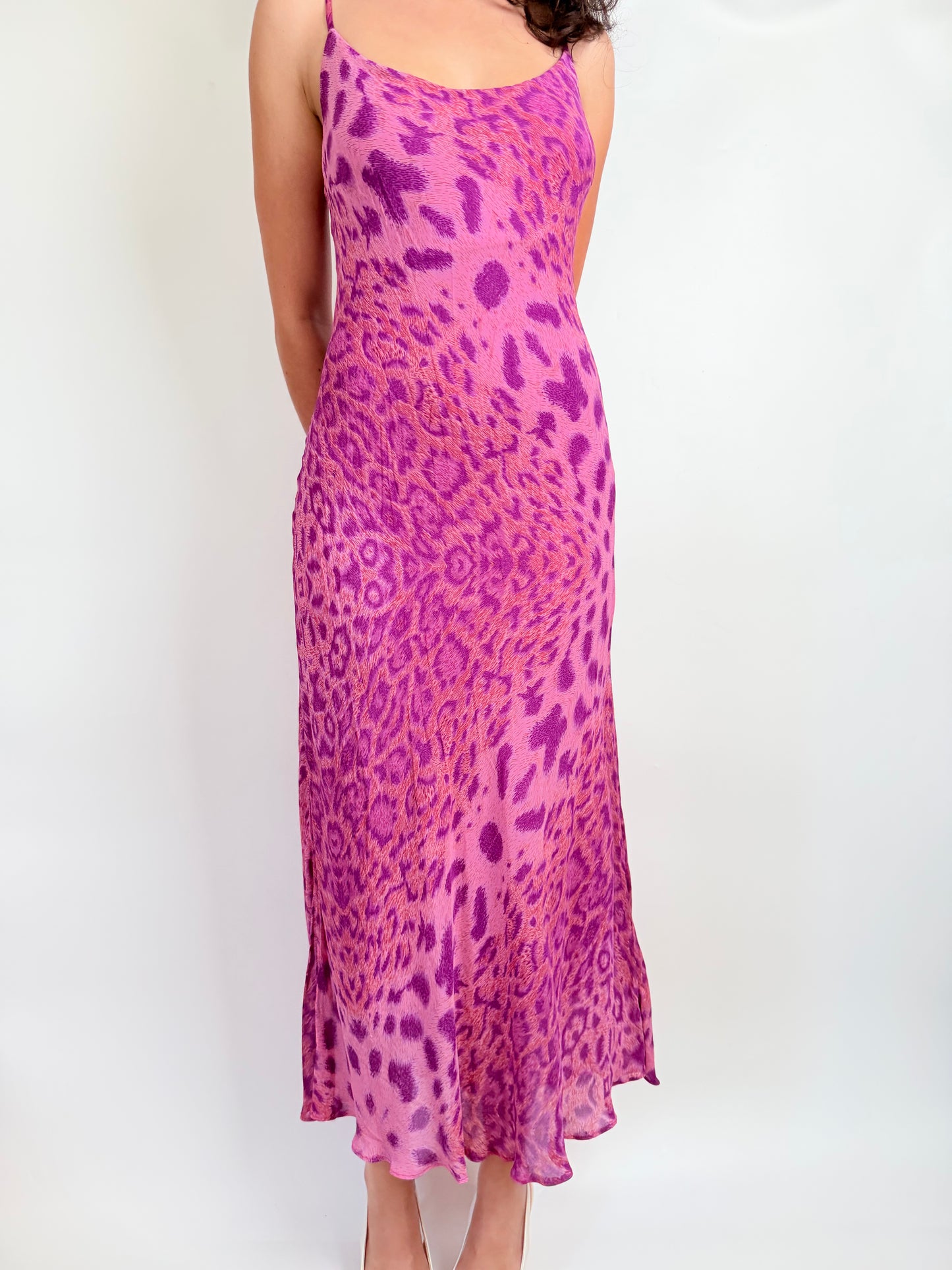 rare vintage betsey johnson pink leopard maxi dress
