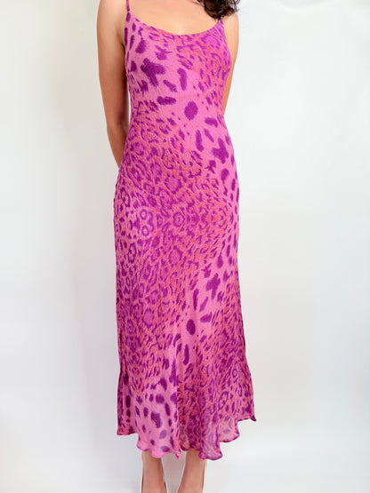 rare vintage betsey johnson pink leopard maxi dress
