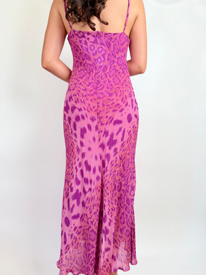 rare vintage betsey johnson pink leopard maxi dress