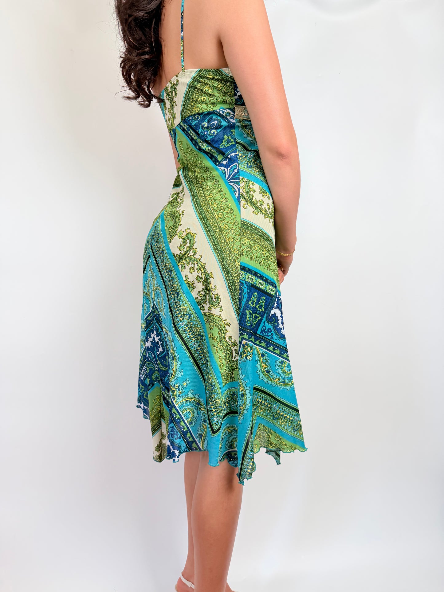 2000s patterned midi dress