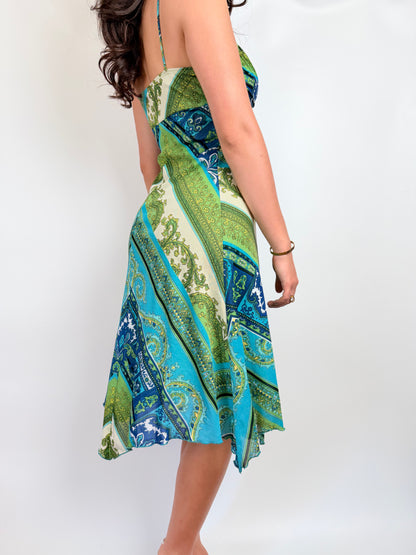 2000s patterned midi dress