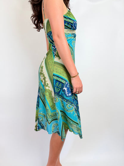 2000s patterned midi dress