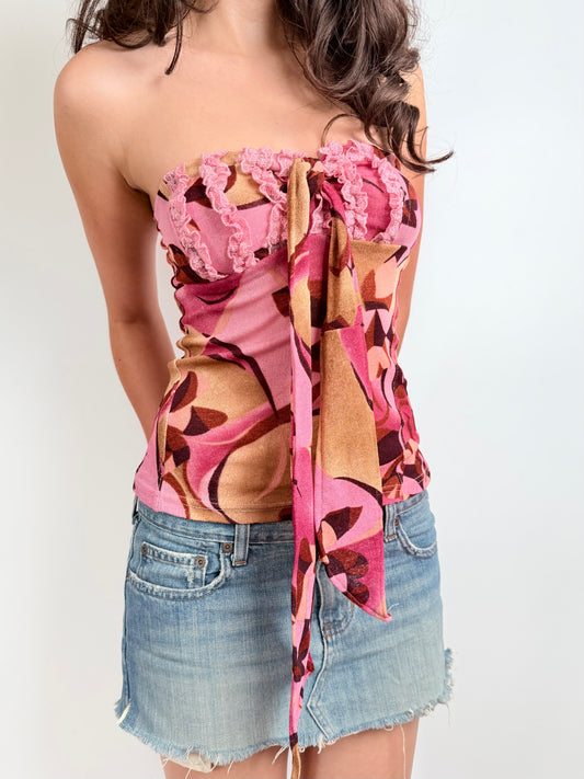 2000s patterned boob tube
