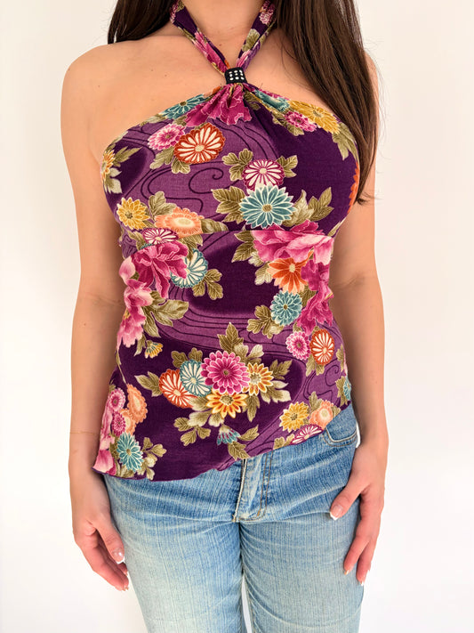 2000s floral halter top