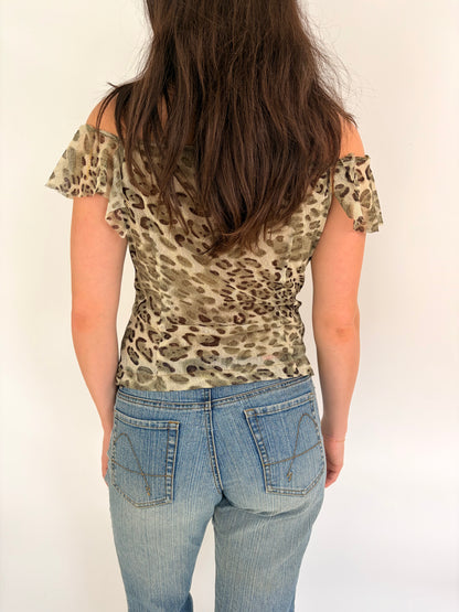 2000s unique leopard top