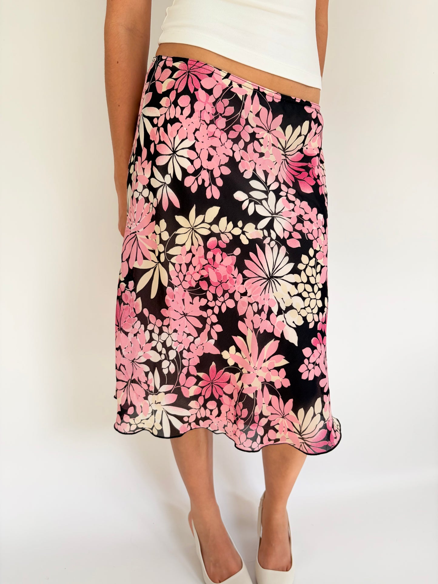 2000s floral midi skirt