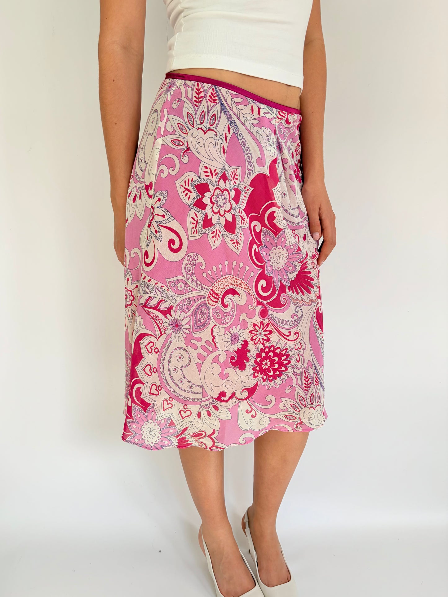 2000s floral midi skirt