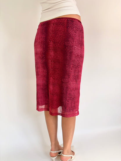2000s snakeskin print midi skirt