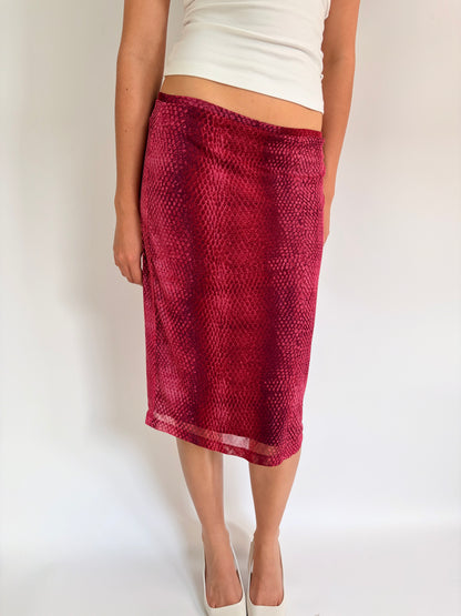 2000s snakeskin print midi skirt