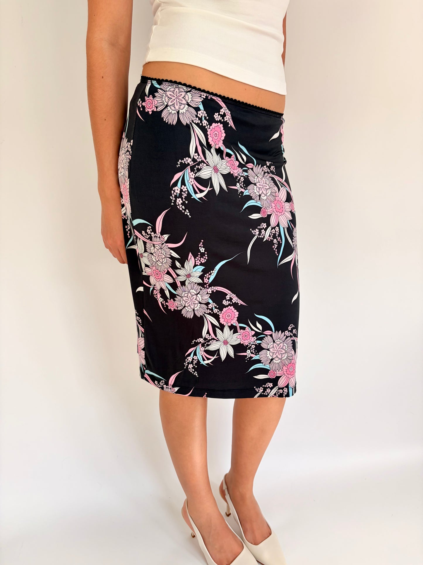 2000s floral midi skirt