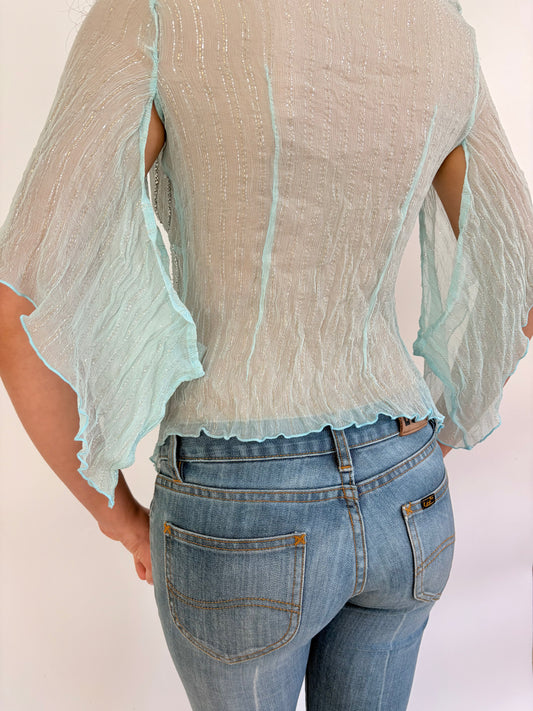 2000s sheer shimmer top