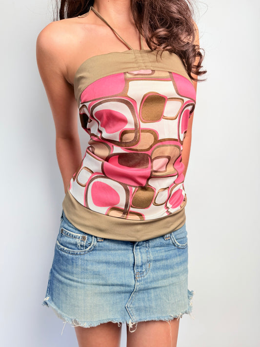 2000s pattern boob tube halter
