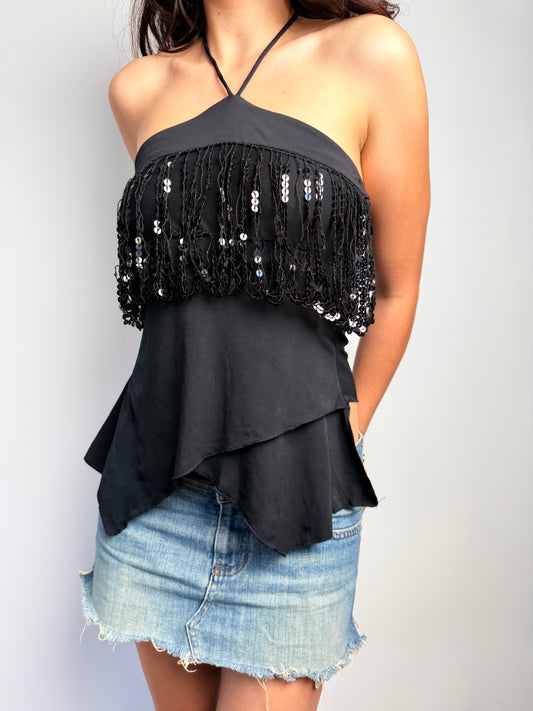 2000s sequin halter top
