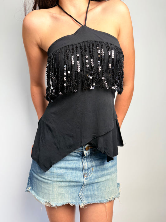 2000s sequin halter top