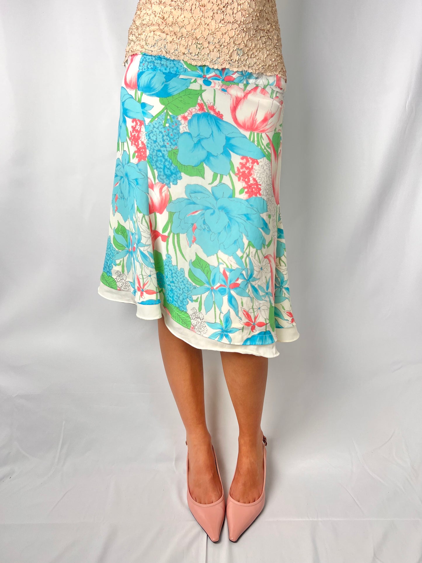 2000s floral midi skirt