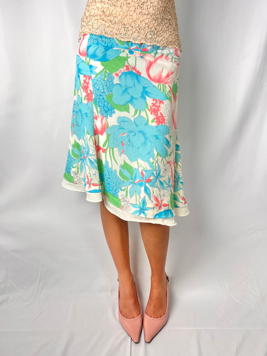 2000s floral midi skirt
