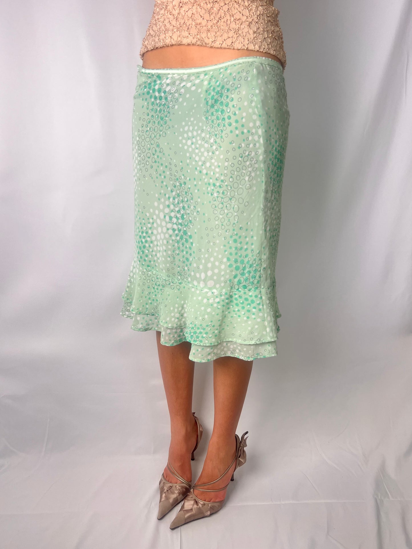polka midi skirt