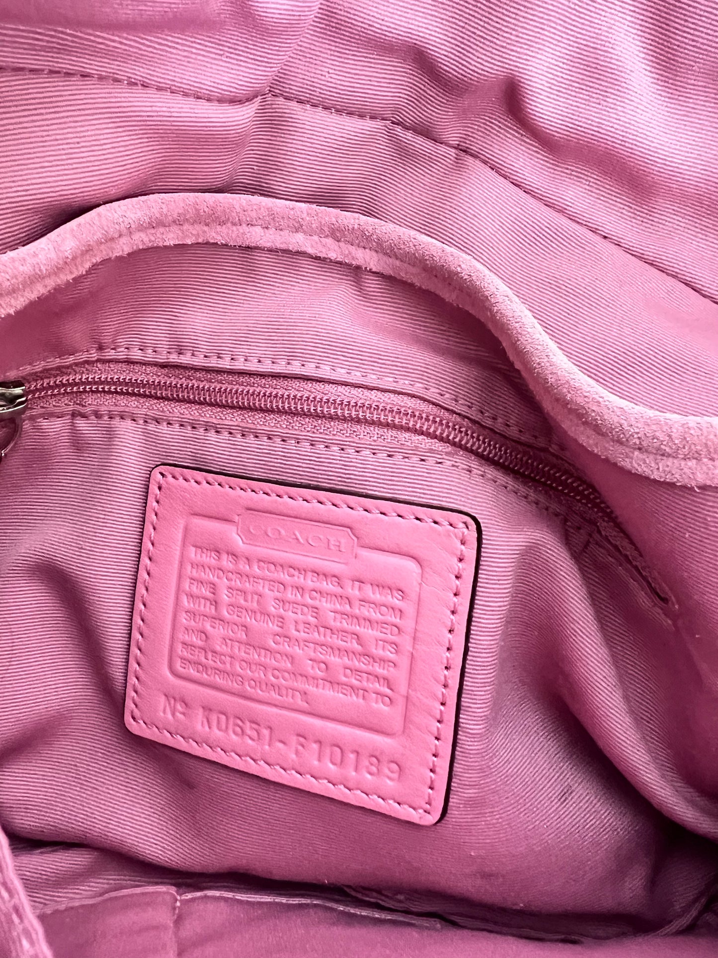 COACH pink suede soho handbag