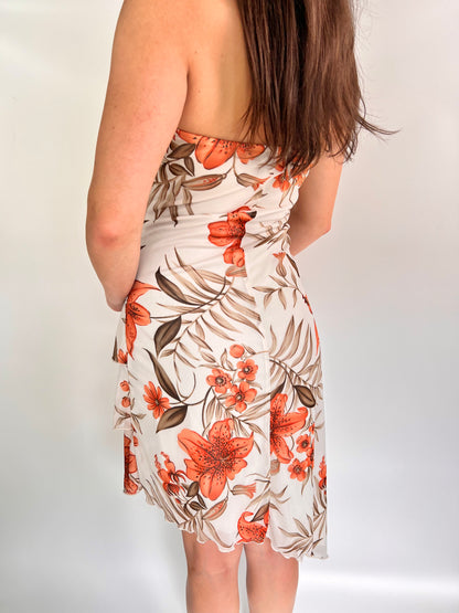 2000s floral halter midi dress