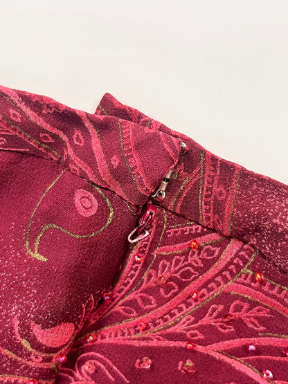 2000s 100% silk beaded midi skirt