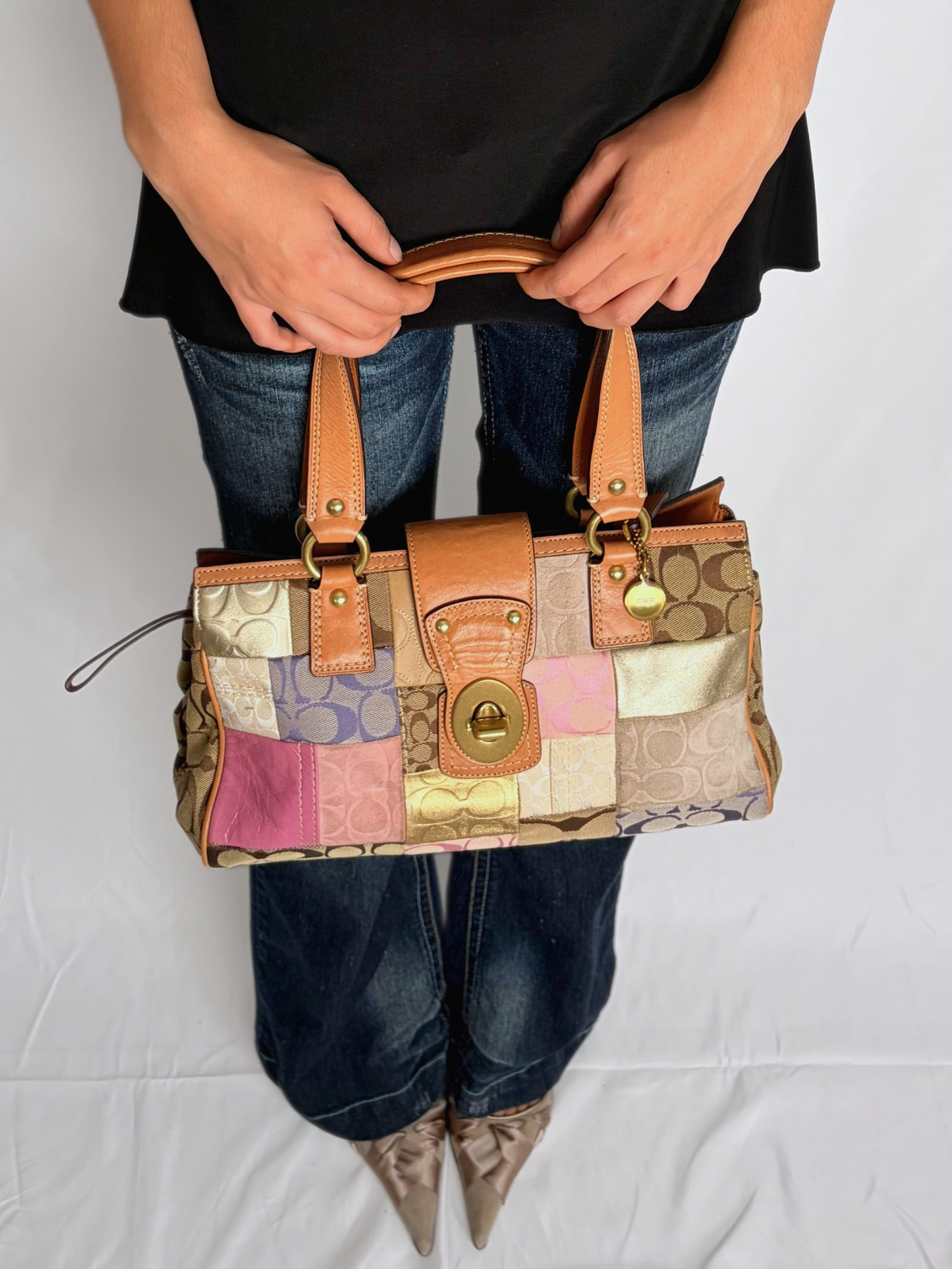 COACH patchwork turnlock handbag