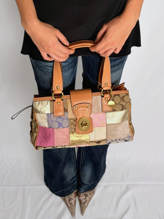 COACH patchwork turnlock handbag