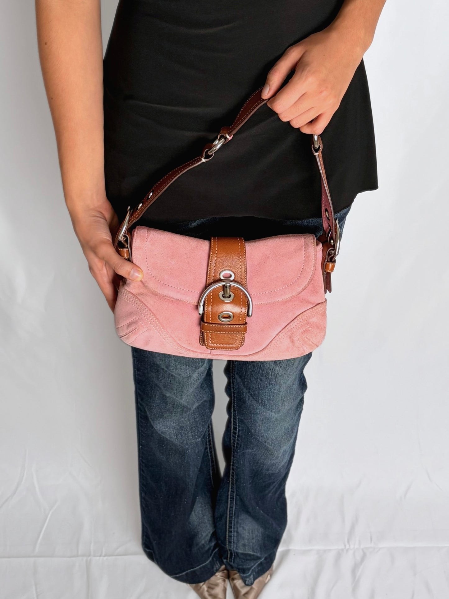 COACH pink suede soho handbag